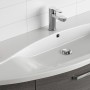 Pelipal Keramik-Waschbecken Serie 4010, 120,5 cm, mit Armatur und Unterschrank in Holzoptik.