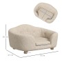 Beiges PawHut Hundebett mit Kissen und Maßen, ein komfortables Hundesofa für Ihr Haustier.