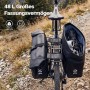 Schwarze Wiltec Fahrrad-Gepäckträgertasche, 48L, wasserfest. Eine Tasche offen mit Inhalt.
