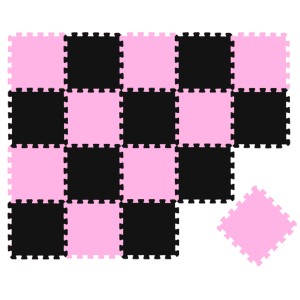 LittleTom Puzzlematte, 18-teilig, schwarz und pink, für Babys und Kinder. Weiche Spielmatte.
