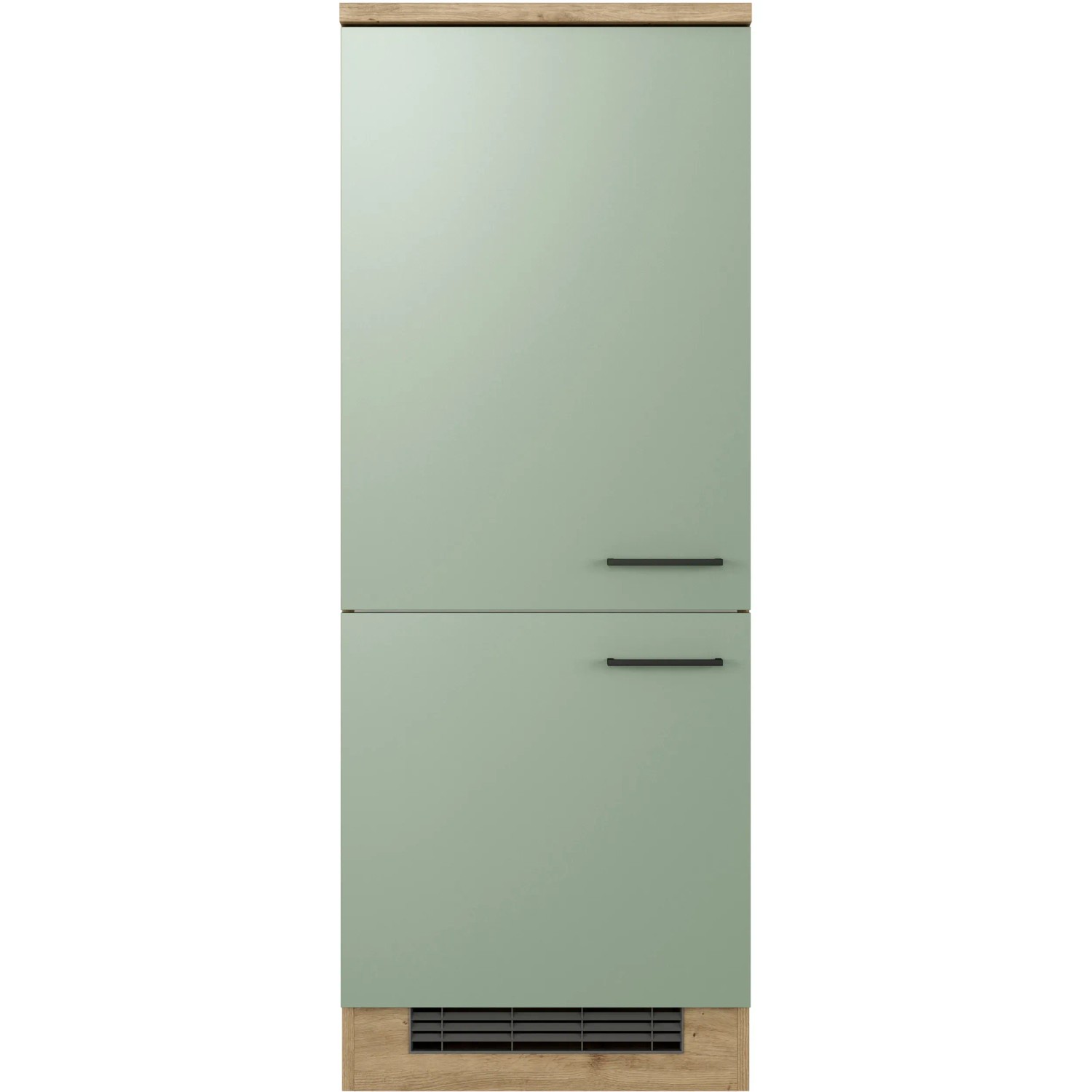 Flex-Well Exclusiv Demi-Geräteschrank Cara, 60cm, schilfgrün/Artisan Eiche, für Einbaukühlgerät.
