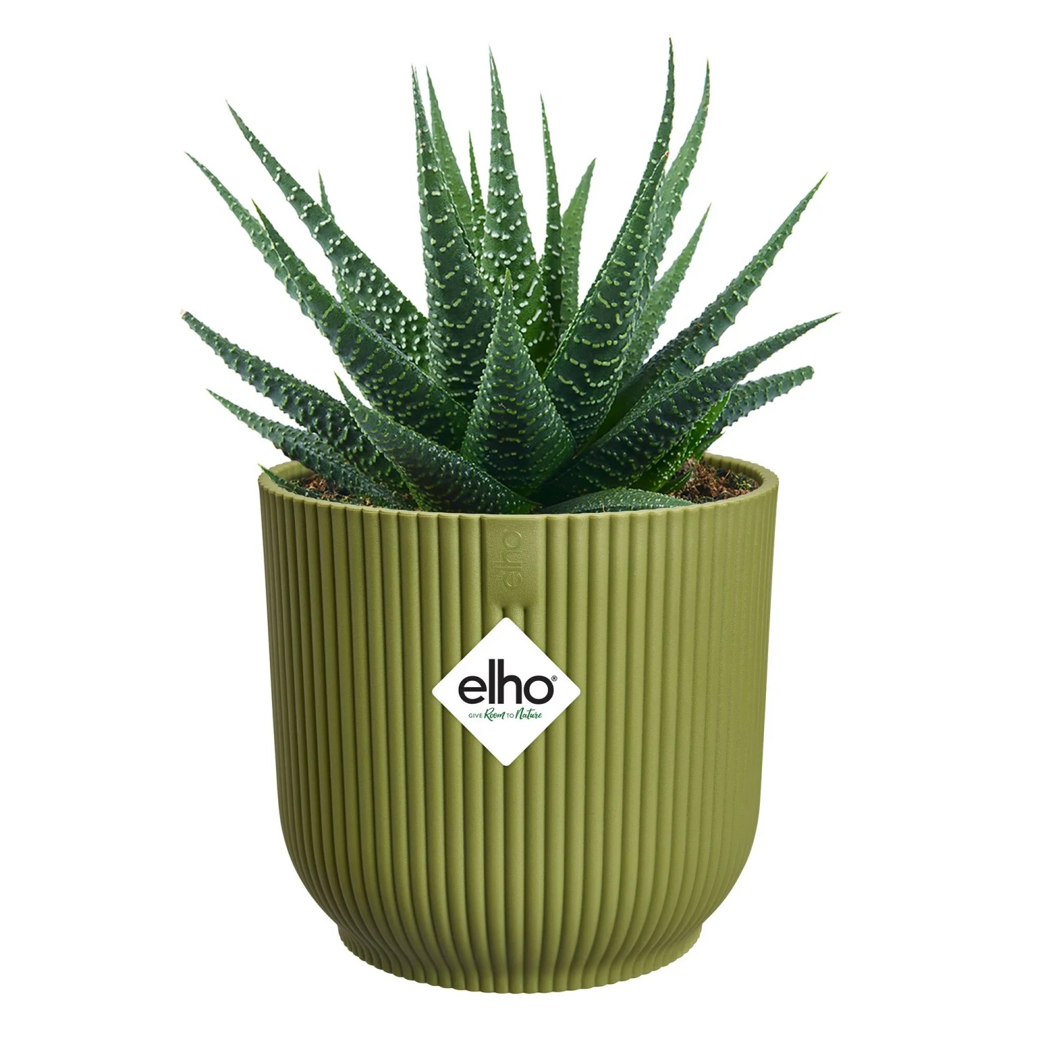 Elho Blumentopf Vibes Fold Mini, Ø 11 cm, Grün. Gerippter Übertopf für Zimmerpflanzen.