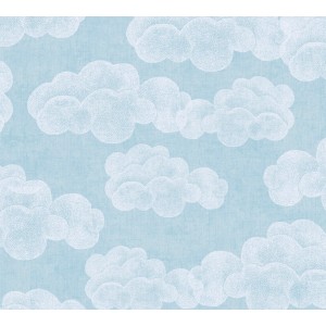A.S. Creation Vliestapete mit Wolkenmuster in Blau-Weiß für Kinderzimmer.