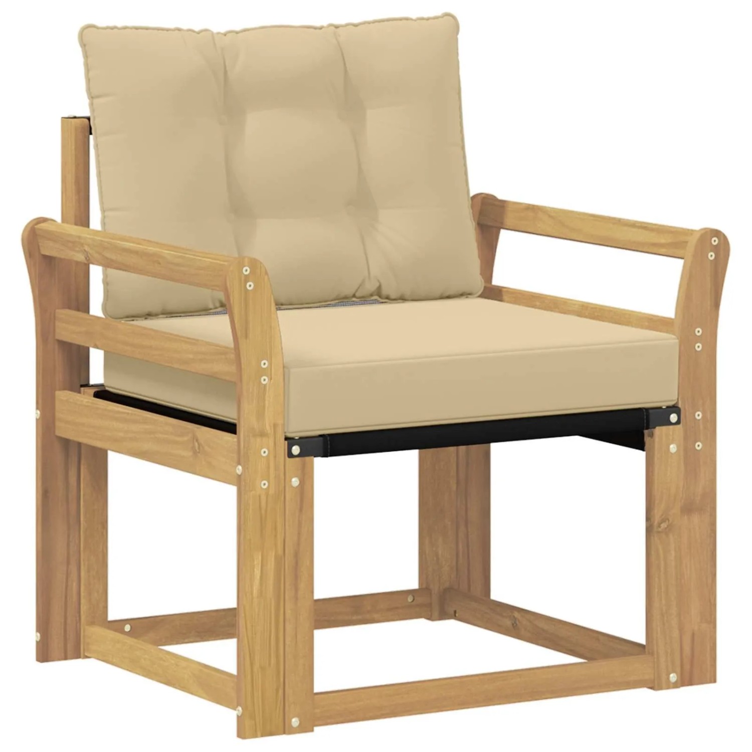 vidaXL Outdoor-Sofa Massives Akazienholz und Textilene Weiß 3439043