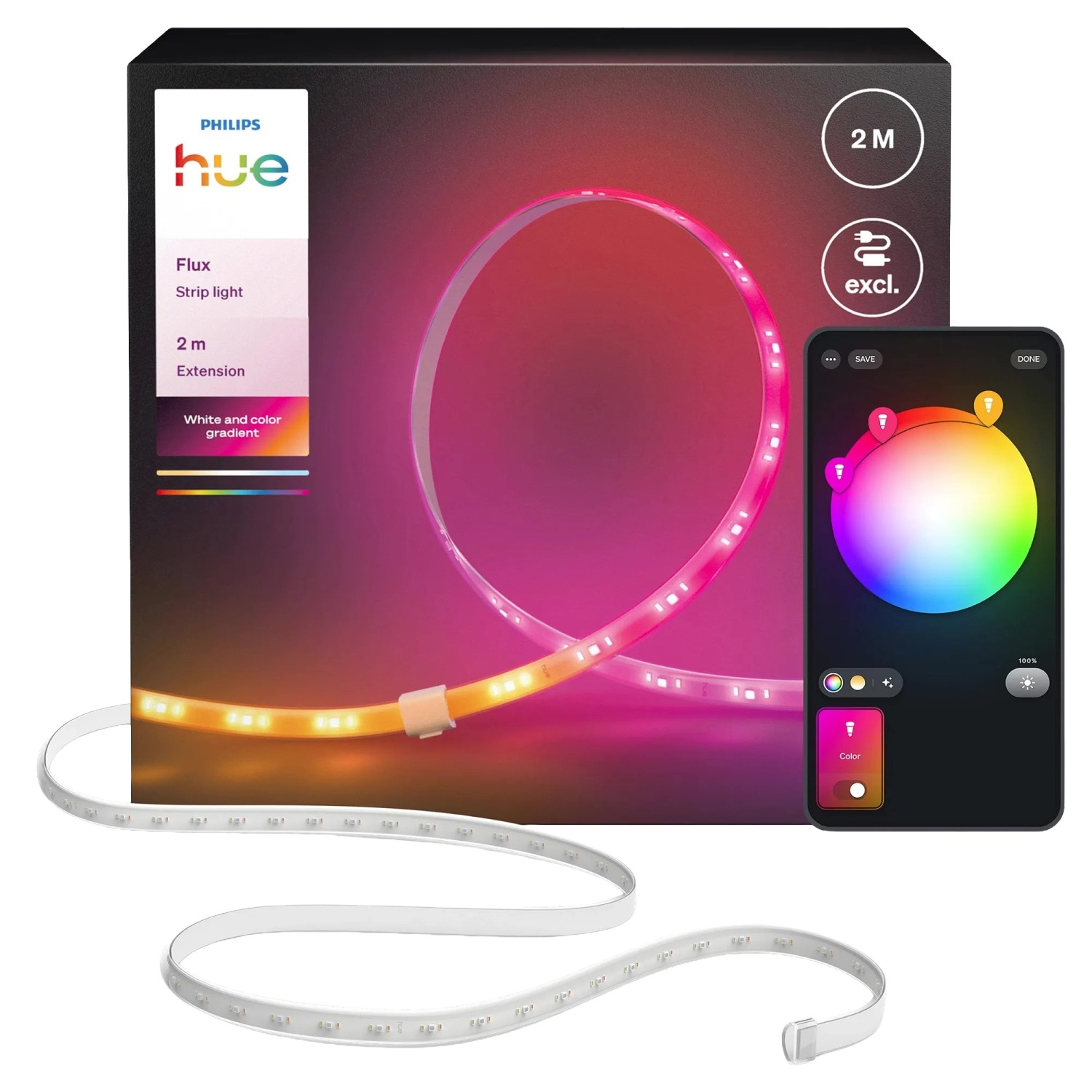Philips Hue LED-Streifen-Erweiterung Flux 19,5 W 1.950 lm RGBW 2 m