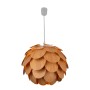 Nussbaum-braune Pendelleuchte Foglia, Ø40cm, im skandinavischen Stil für Wohn- und Schlafzimmer.