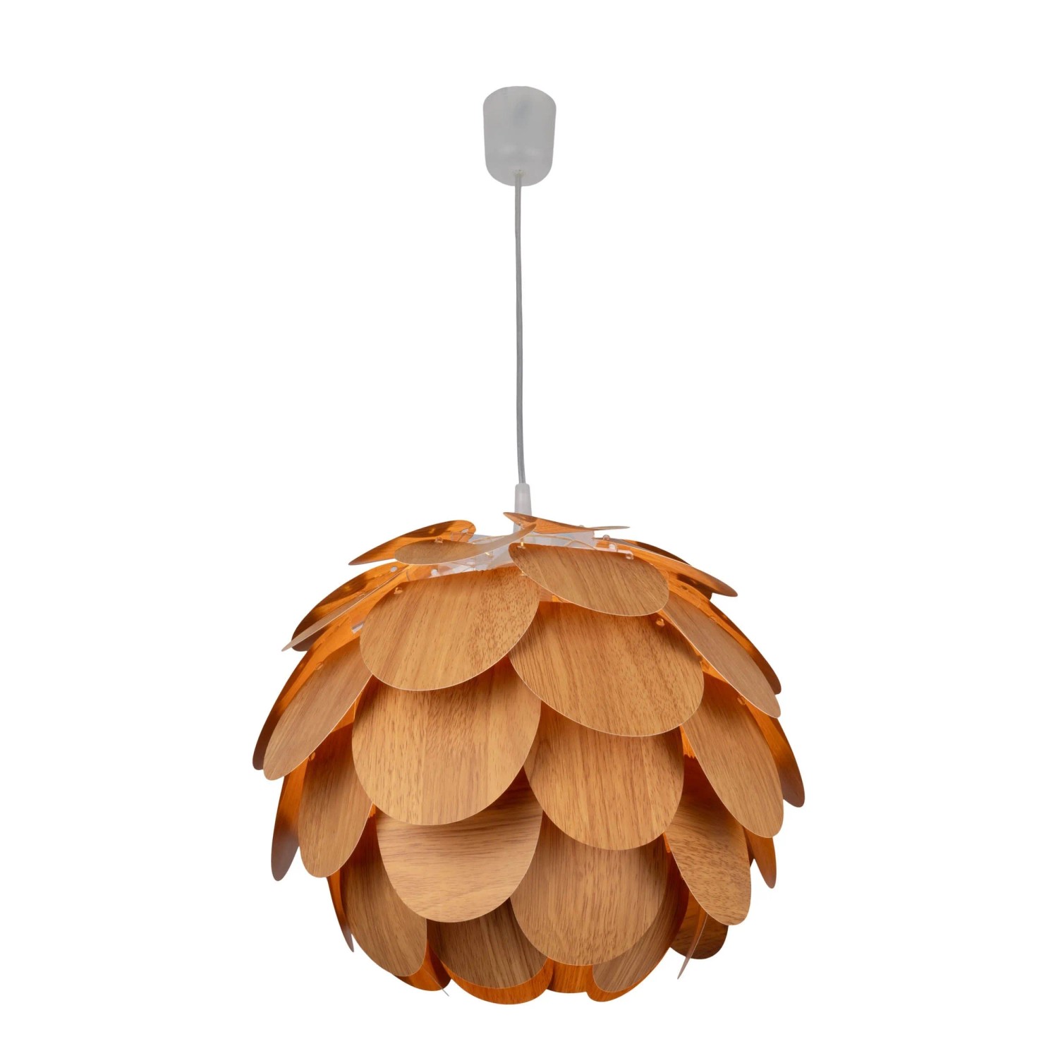 Nussbaum-braune Pendelleuchte Foglia, Ø40cm, im skandinavischen Stil für Wohn- und Schlafzimmer.