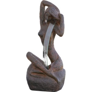 Silex Kunststeinbrunnen Hera mit LED und Pumpe, 105cm hoch. Gartenbrunnen im modernen Design.