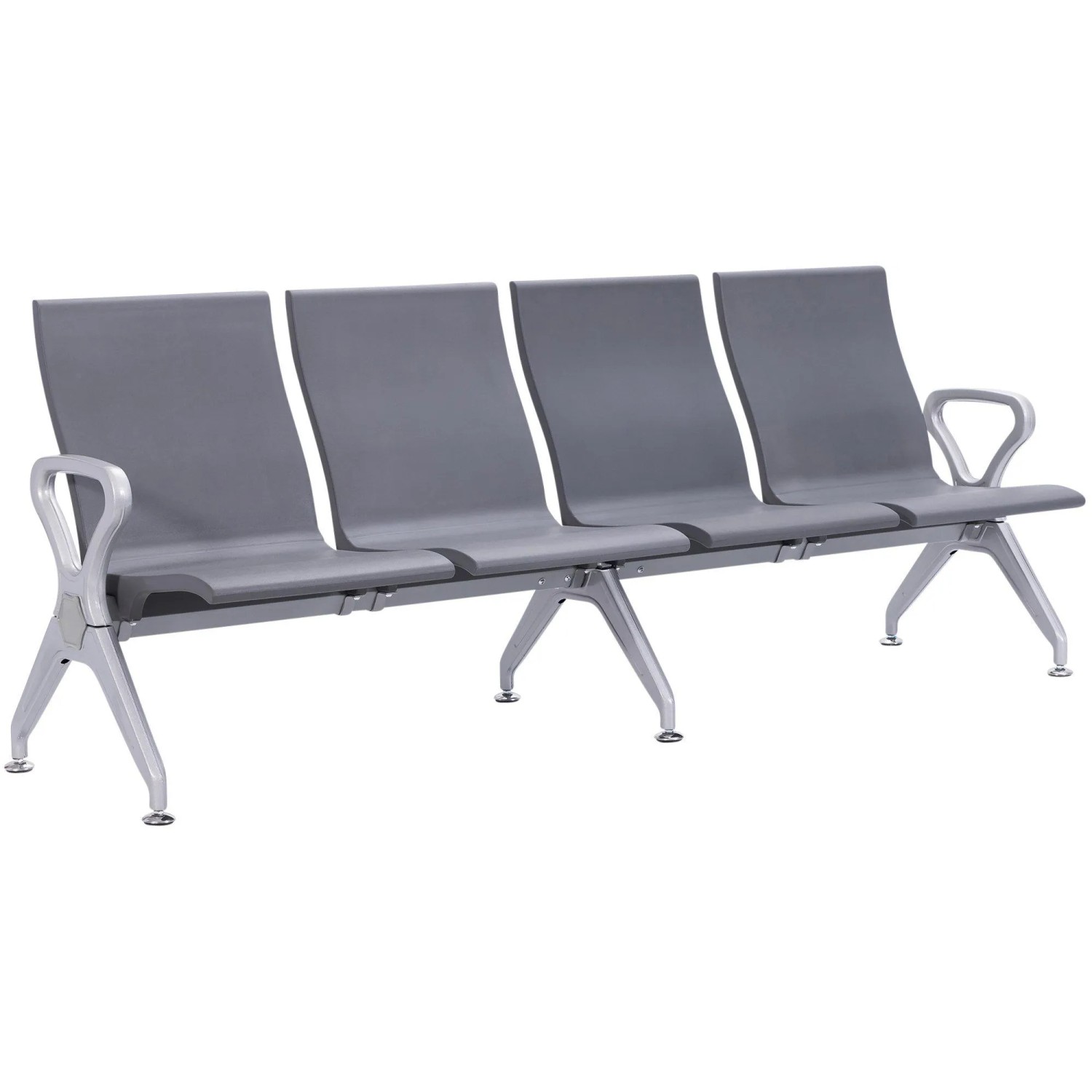 DELUKE Wartebank ERIK 4-Sitzer 228x59x89cm Kunststoff Grau Sitzbank Wartezimmer Airport-Bank