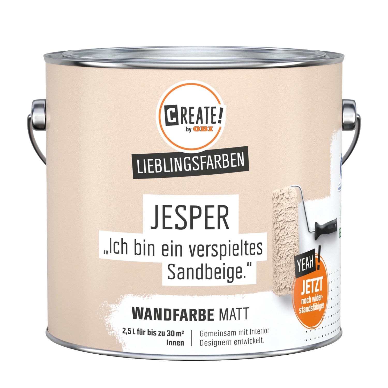 CREATE! by OBI Wandfarbe Lieblingsfarbe Jesper Sandbeige Matt 2,5 l