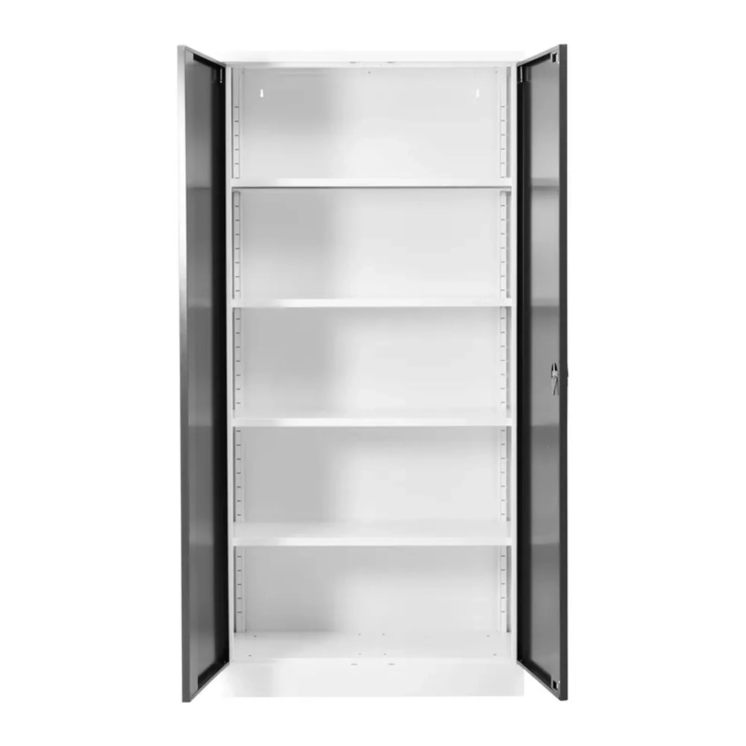 PROREGAL Stahlschrank Bee 5 Fachböden HxBxT 195 x 92 x 42 cm Pulverbeschichtetes Fachbodenmaterial Weiß & Anthrazit