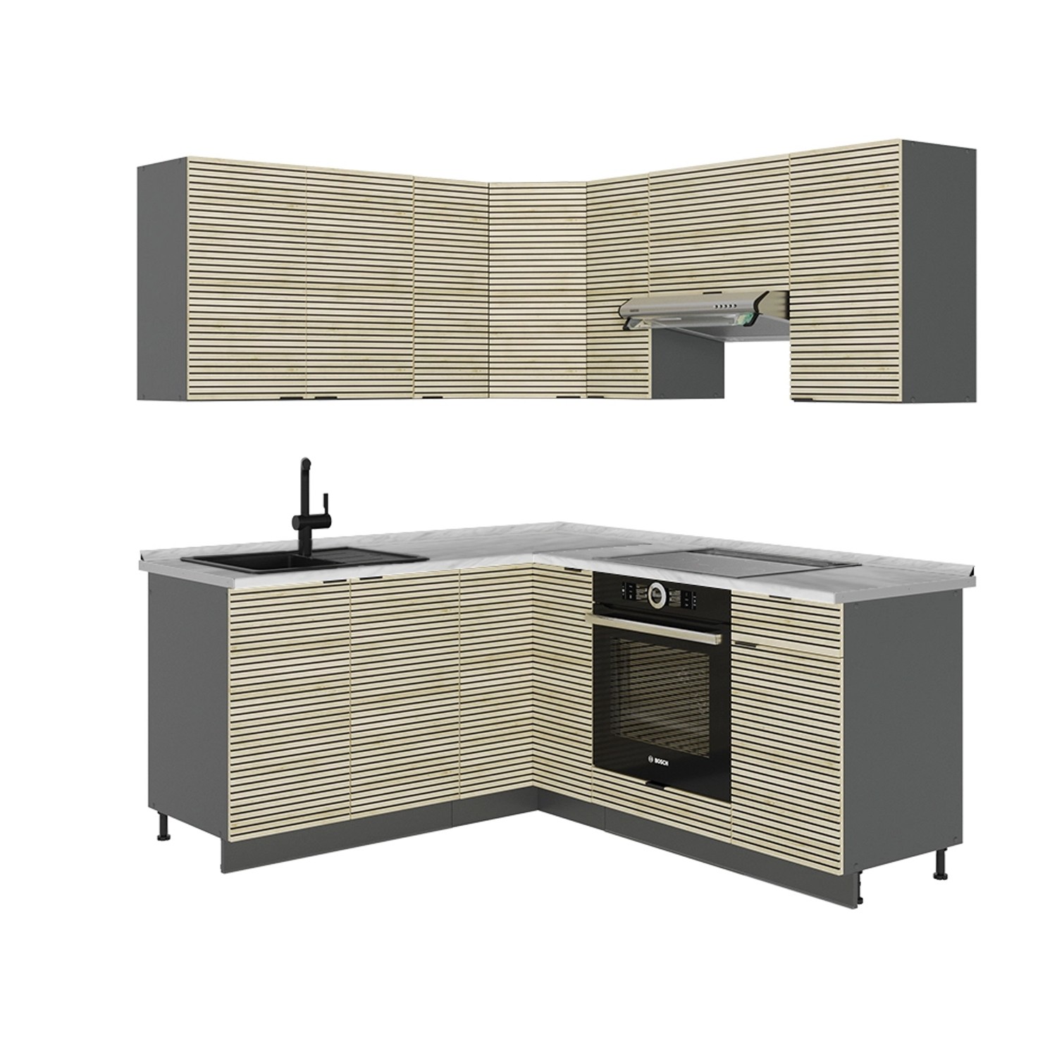 Vicco Fame-Line Küchenschränke Eiche Paneel/Anthrazit 160 x 60 cm ohne Arbe günstig online kaufen