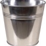 Silberner Zink-Übertopf, Ø 14 cm, ideal für Pflanzen im Innen- und Außenbereich.