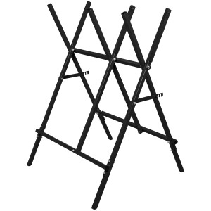 Schwarzer Texas Sägebock aus Metall, klappbar für Kettensägenzubehör.