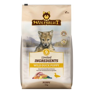 Wolfsblut Hunde-Trockenfutter Limited Ingredients Wild Duck Puppy 9kg. Getreidefreies Futter mit Ente und Gemüse für Welpen.