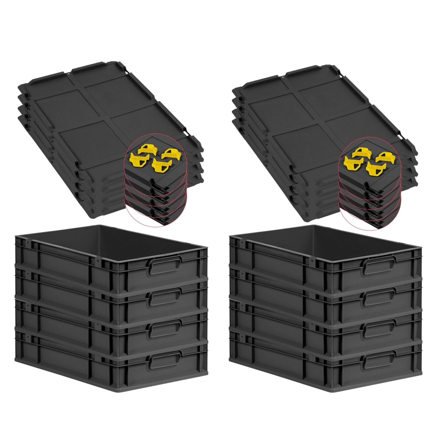 PROREGAL SuperSparSet 8x Eurobox Nextgen Grip Mit Auflagedeckel Und Gelben günstig online kaufen