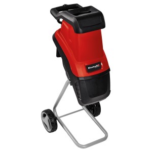 Einhell Elektro-Messerhäcksler GC-KS 2540, 2000 W, rot/schwarz, auf Fahrgestell mit Rädern.