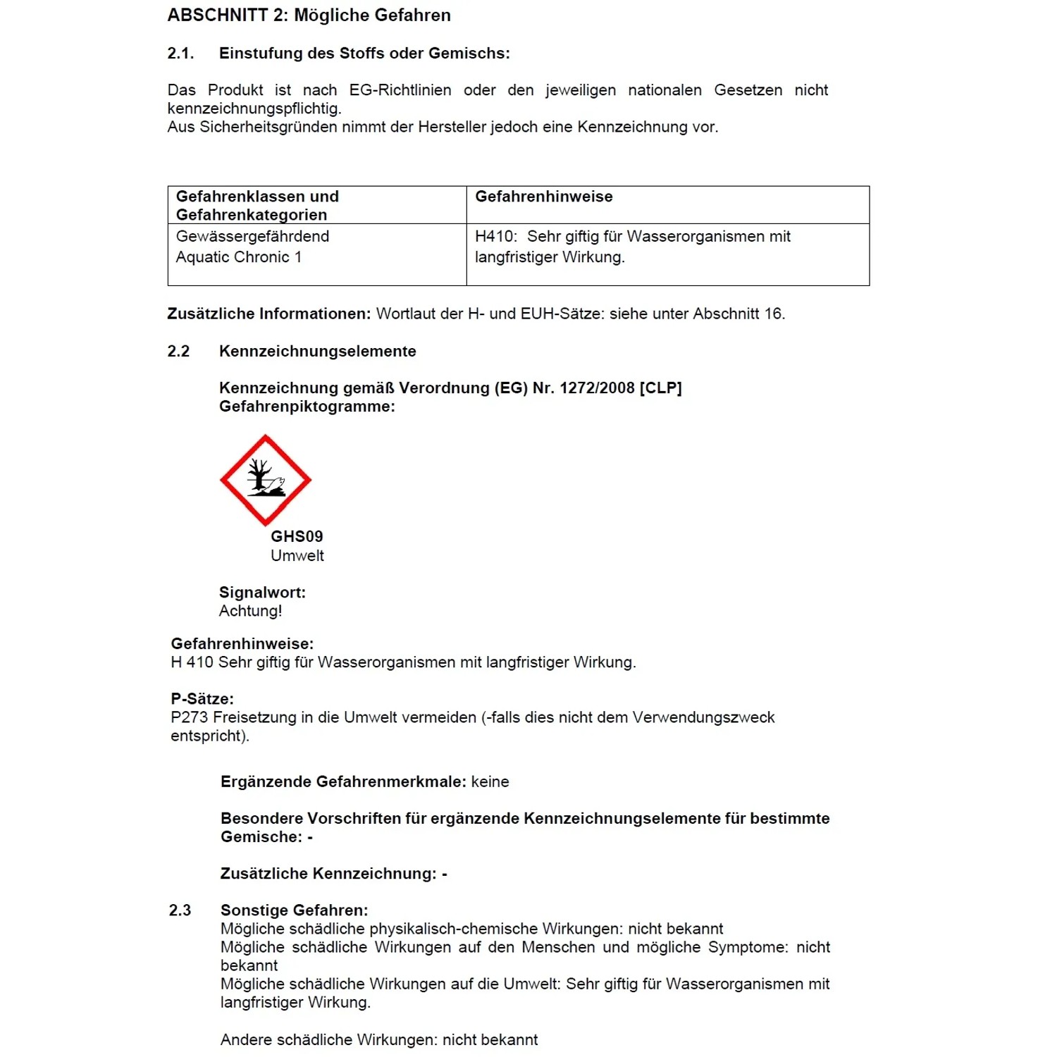GHS09 Umwelt-Gefahrzeichen: Sehr giftig für Wasserorganismen.