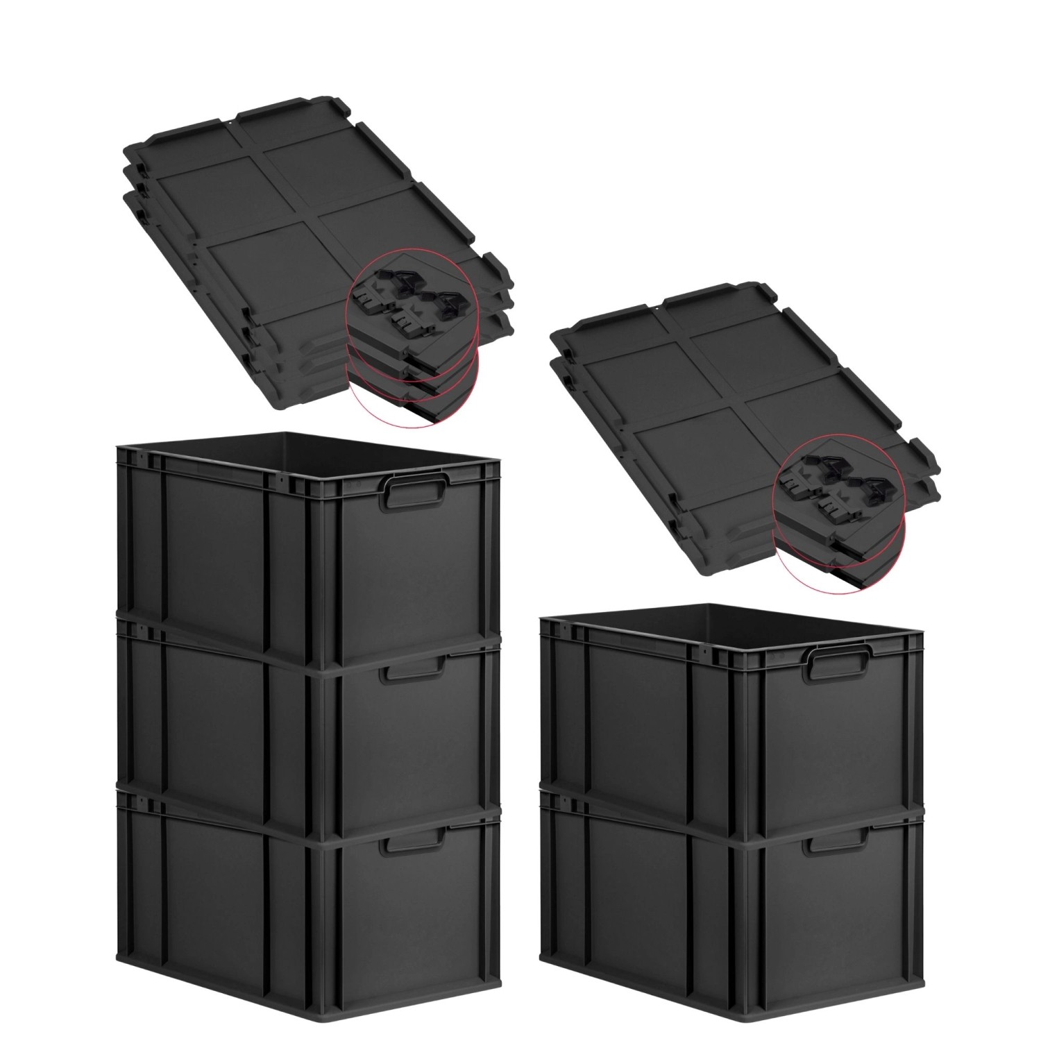 PROREGAL SuperSparSet 5x Eurobox Nextgen Grip Mit Scharnierdeckel Und Schwa günstig online kaufen