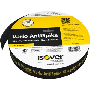 Isover Nageldichtband Vario AntiSpike, 65mm x 20m Rolle. Dämmstoffzubehör für sichere Abdichtung.