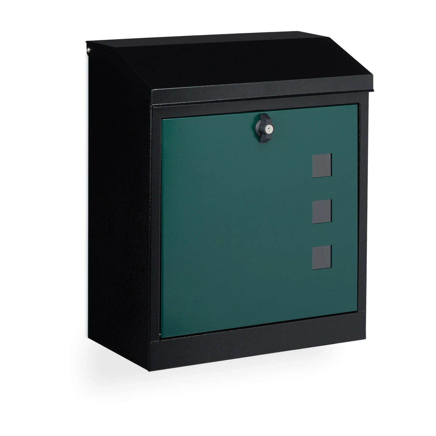 Relaxdays Briefkasten Stahl Schwarz Grün Abschließbar Wetterfest 53 x 43,5 x 26 cm 8 kg