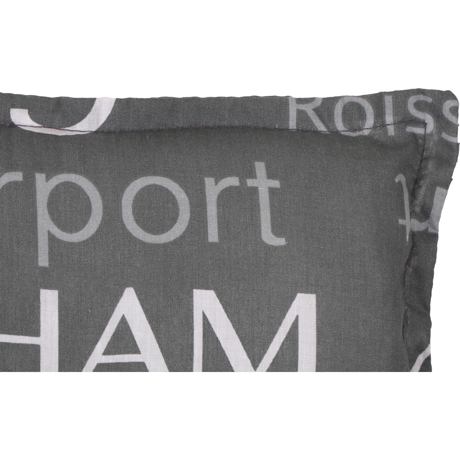 Saumauflage Bellona für Niedriglehner, grau mit Schriftmuster, ideal für Gartenstühle.