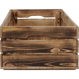 Geflammte XL Holzkiste aus Kiefernholz, 23,9x58,5x39 cm, mit Tragegriffen. Ideal zur Aufbewahrung.