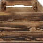 Geflammte XL Holzkiste aus Kiefernholz, 23,9x58,5x39 cm, mit Tragegriffen. Ideal zur Aufbewahrung.