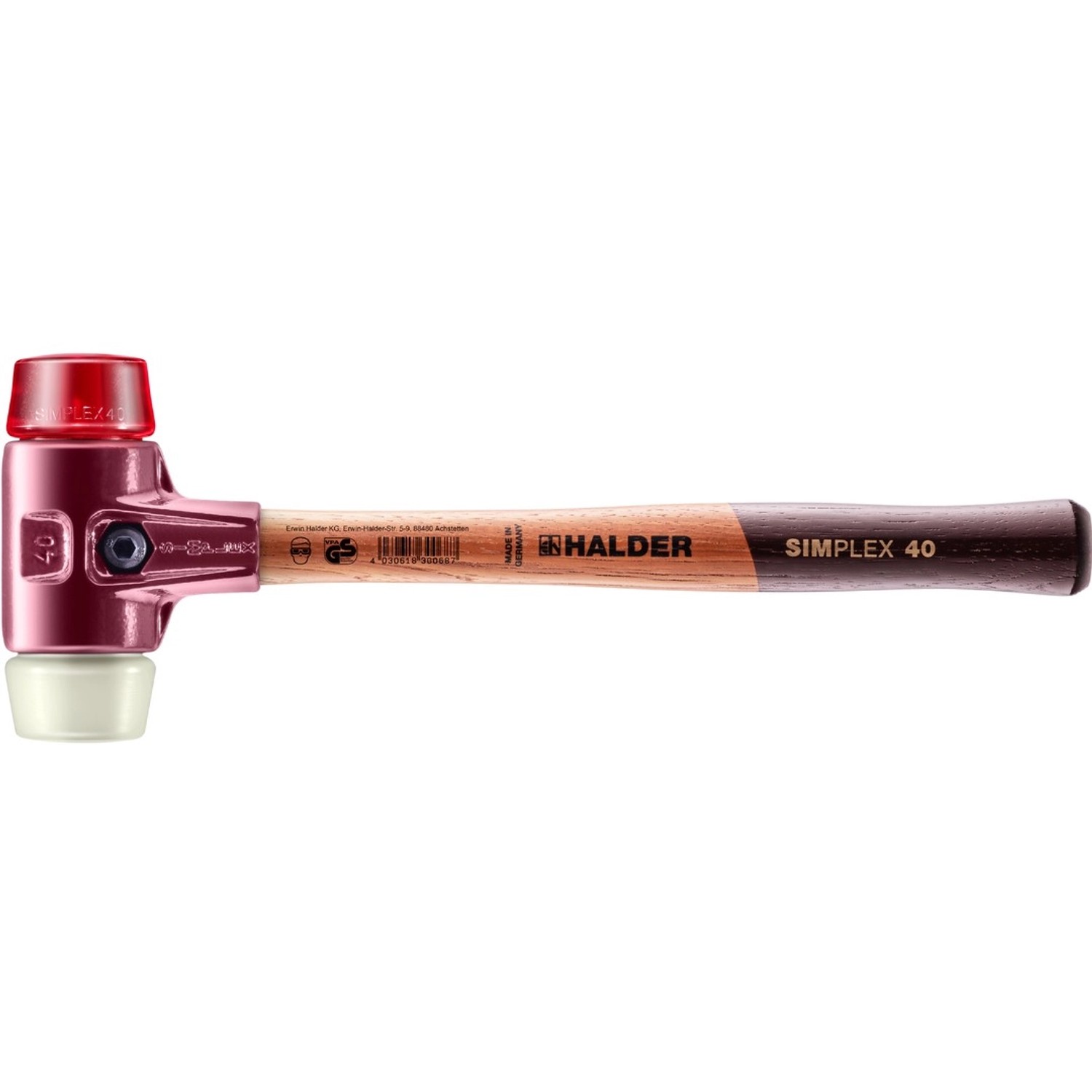 Halder Simplex Schonhammer Ø 40 mm Plastik Rot   Nylon mit Tempergussgehäus günstig online kaufen