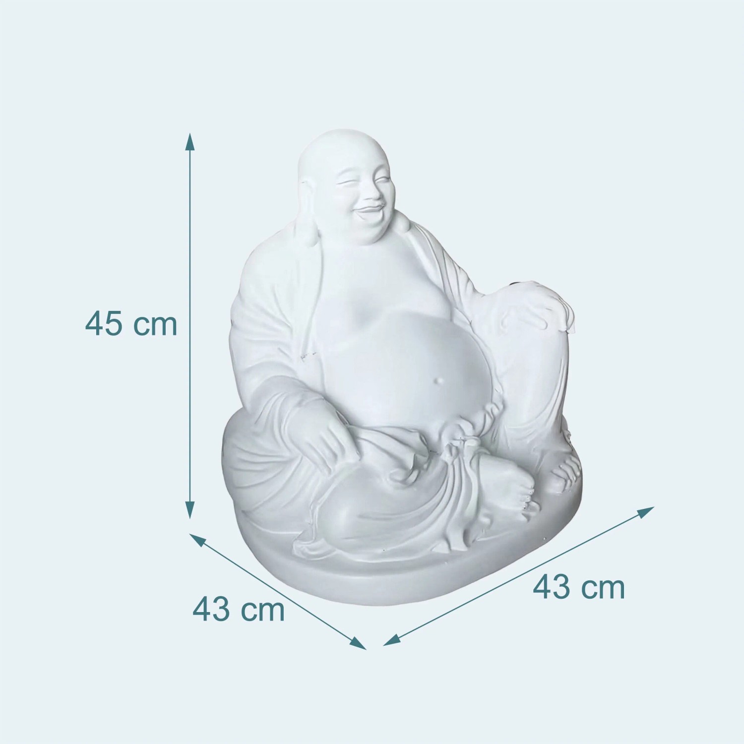 Relaxdays Buddha Figur Polyresin Weiß Wetterfest UV-Beständig Frostsicher 45 cm x 43 cm x 43 cm 2,5 kg_4