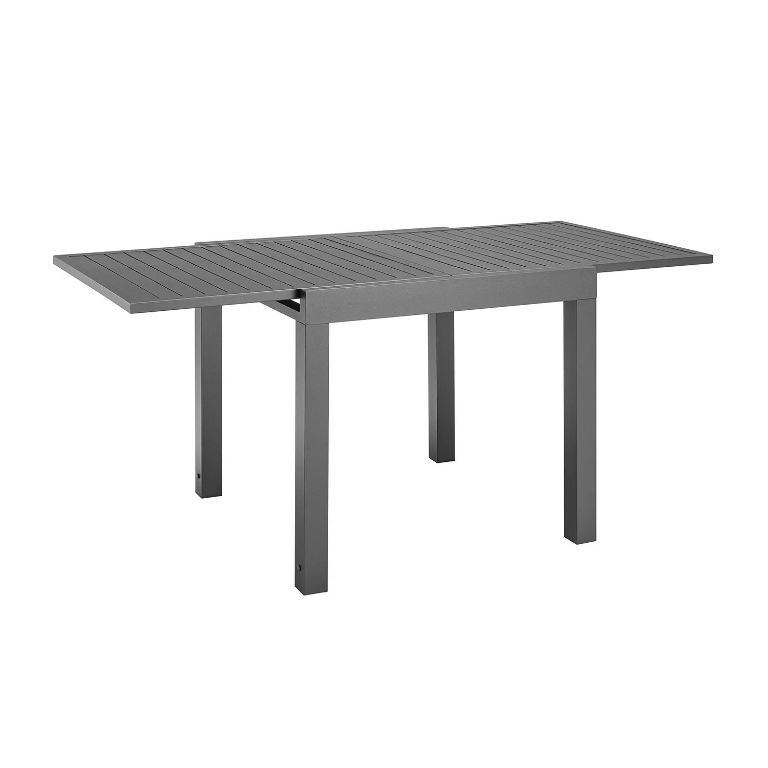 Ausziehbarer, grauer Juskys Gartentisch Laki 80x80 cm aus Aluminium.