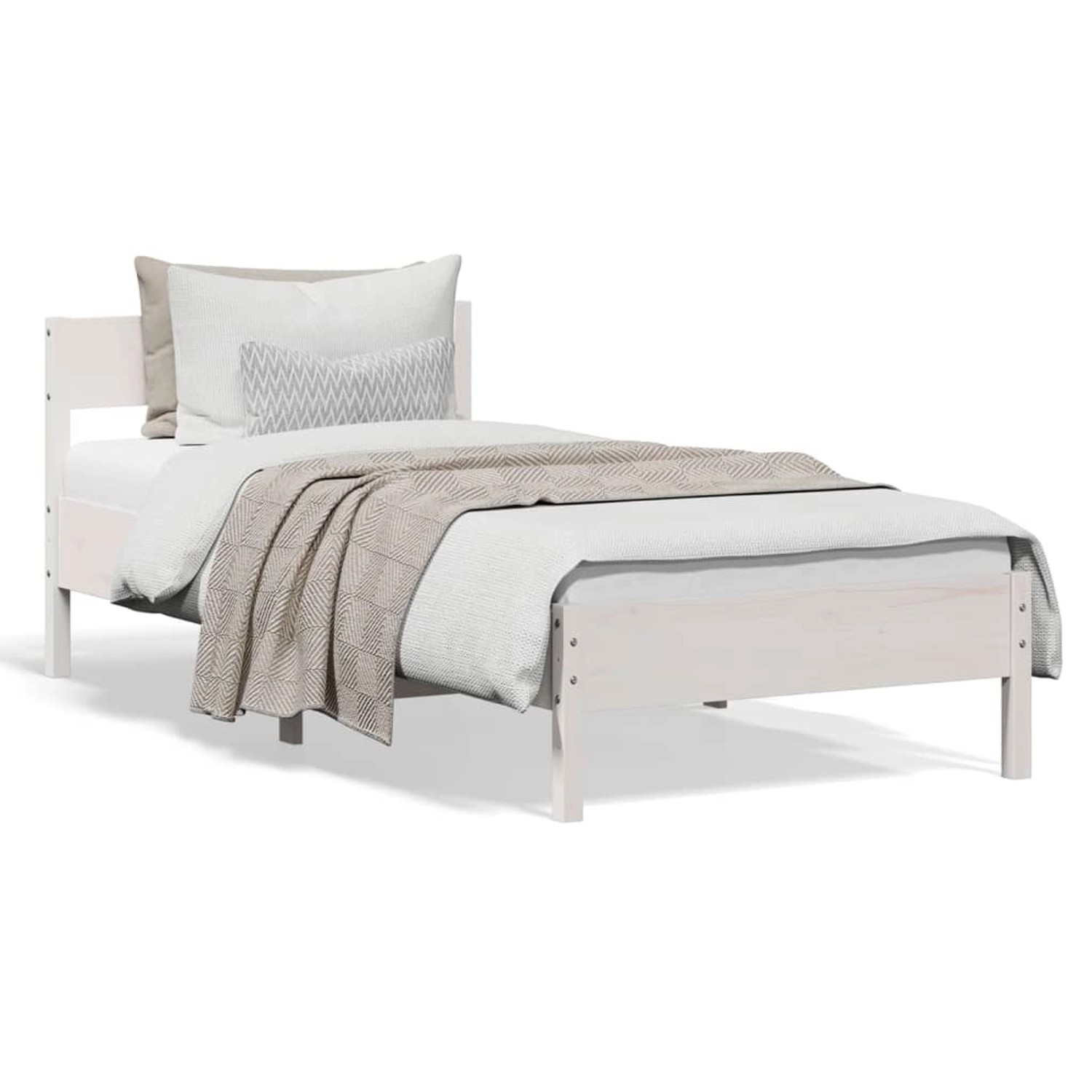 vidaXL Massivholzbett ohne Matratze Weiß 90x200 cm Kiefernholz 842763 günstig online kaufen