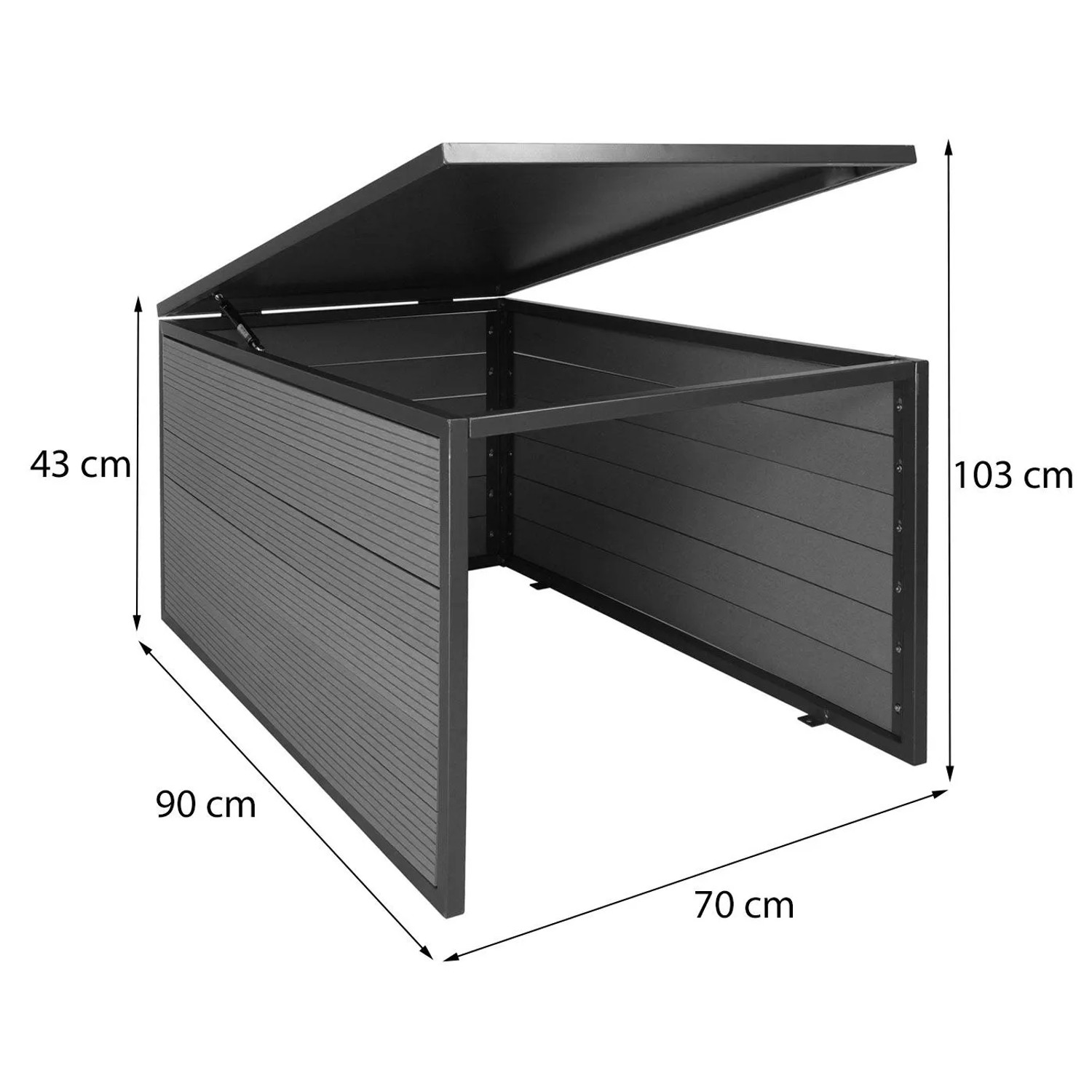 MCW XL Mähroboter-Garage mit Deckel L45 WPC Metall 43x70x90cm Eiche-Optik_10
