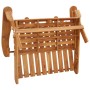 Zusammengeklappte Adirondack Gartenbank aus Akazienholz, ideal zur platzsparenden Aufbewahrung.