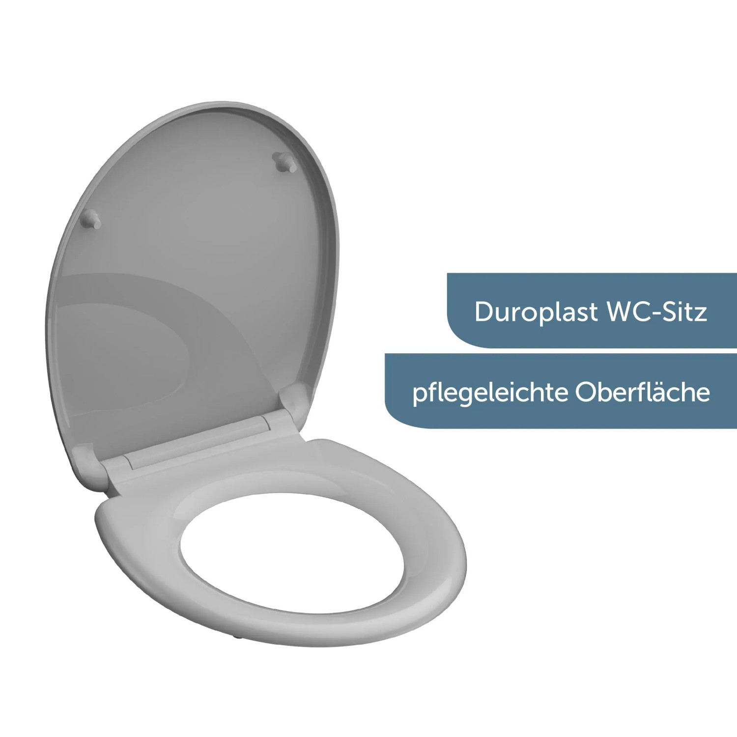 Grauer Schütte WC-Sitz aus Duroplast mit Absenkautomatik und Schnellverschluss.