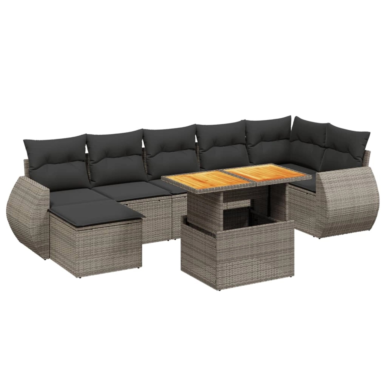vidaXL 8-Tlg Garten-Sofagarnitur mit Kissen Grau Poly Rattan 3272306 günstig online kaufen
