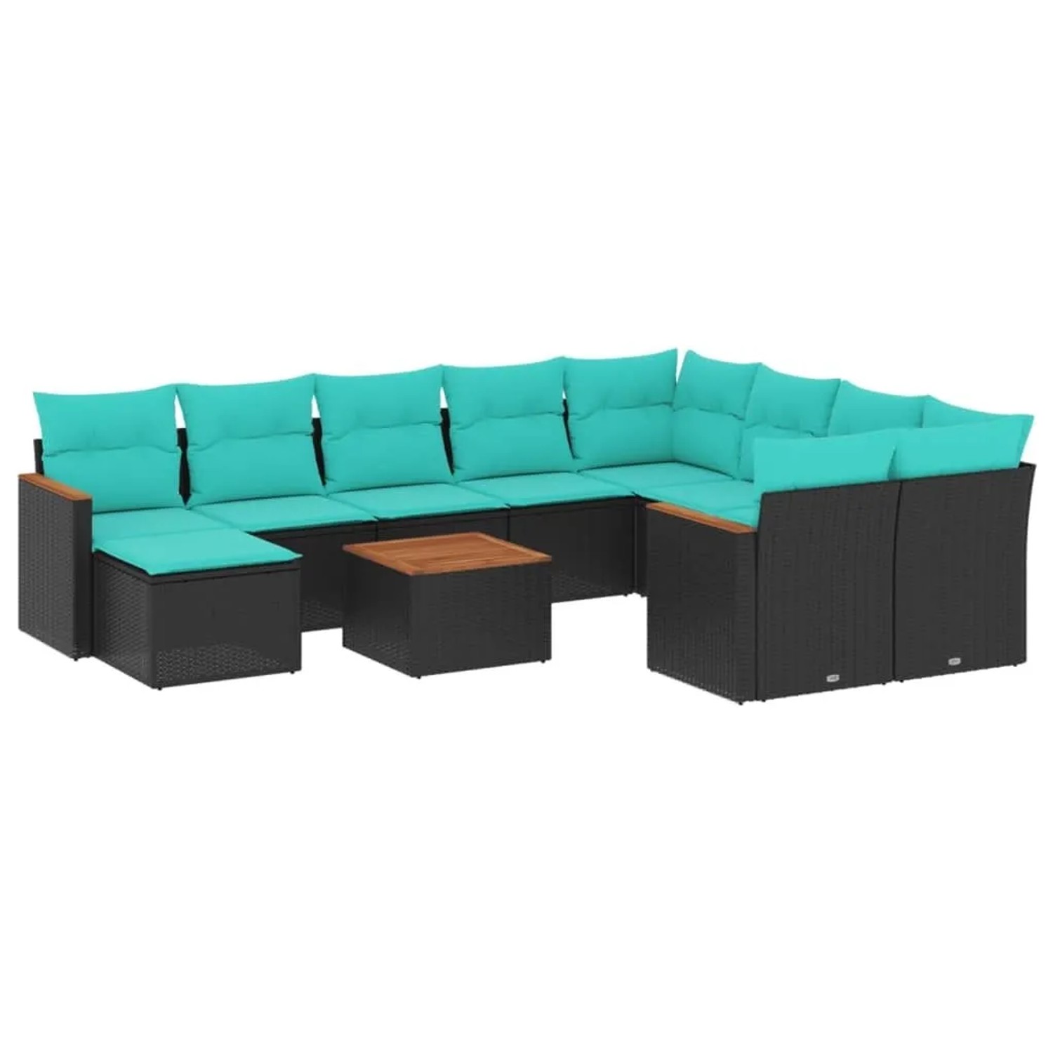 vidaXL 11-Tlg Gartensofa-Set mit Kissen Schwarz Polyrattan 3226561 günstig online kaufen