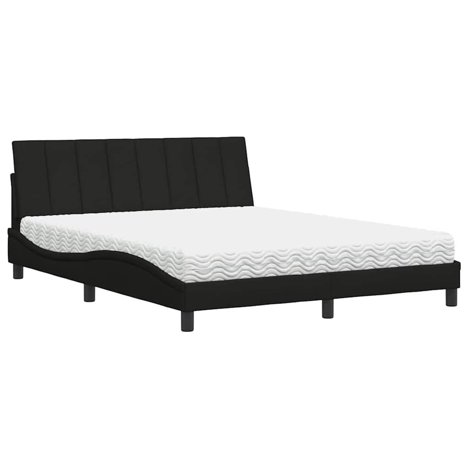 vidaXL Bett mit Matratze Hanko Schwarz 160x200 cm Stoff 3310540