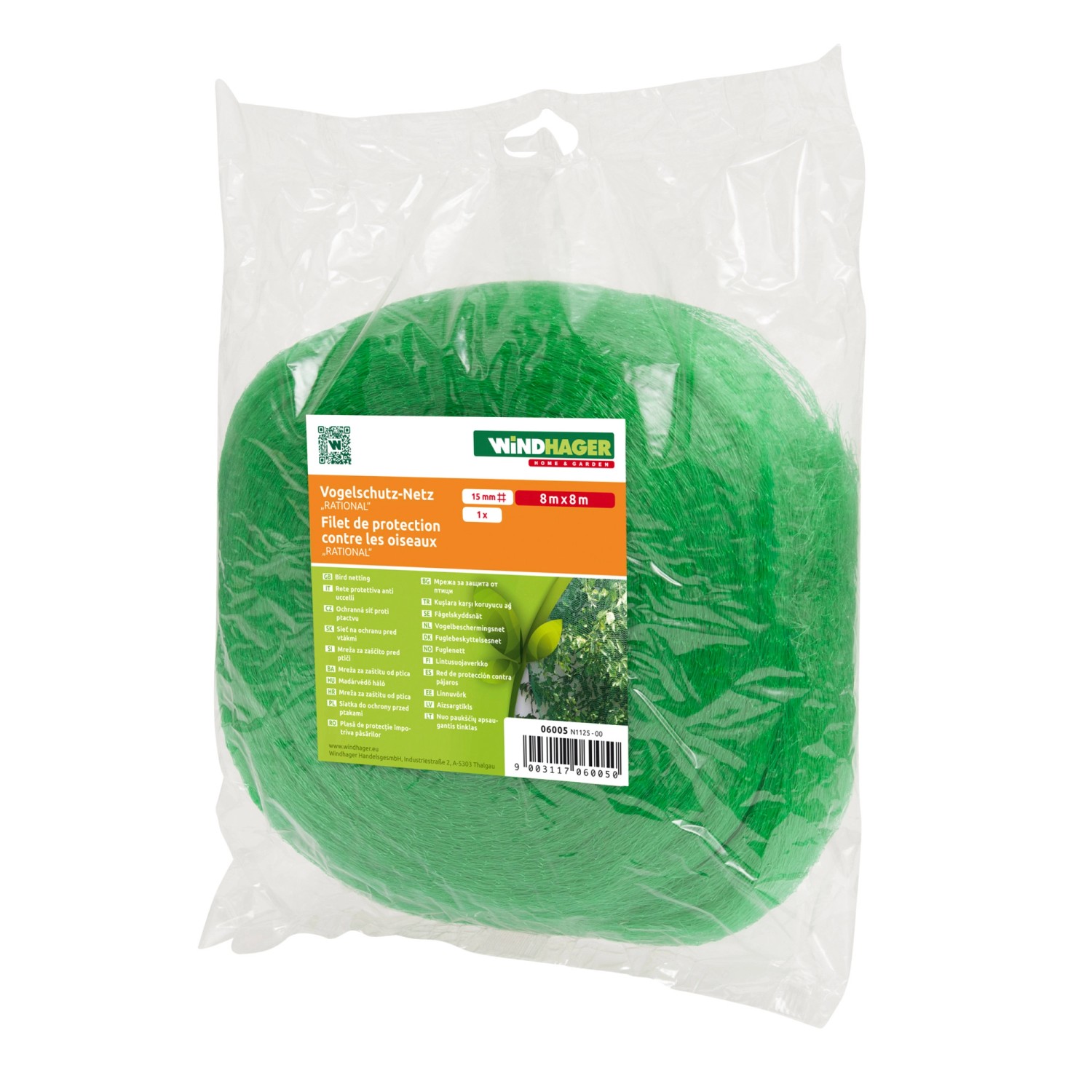 Windhager Vogelschutznetz 8x8m, grünes Netz zum Schutz vor Vogelfraß.