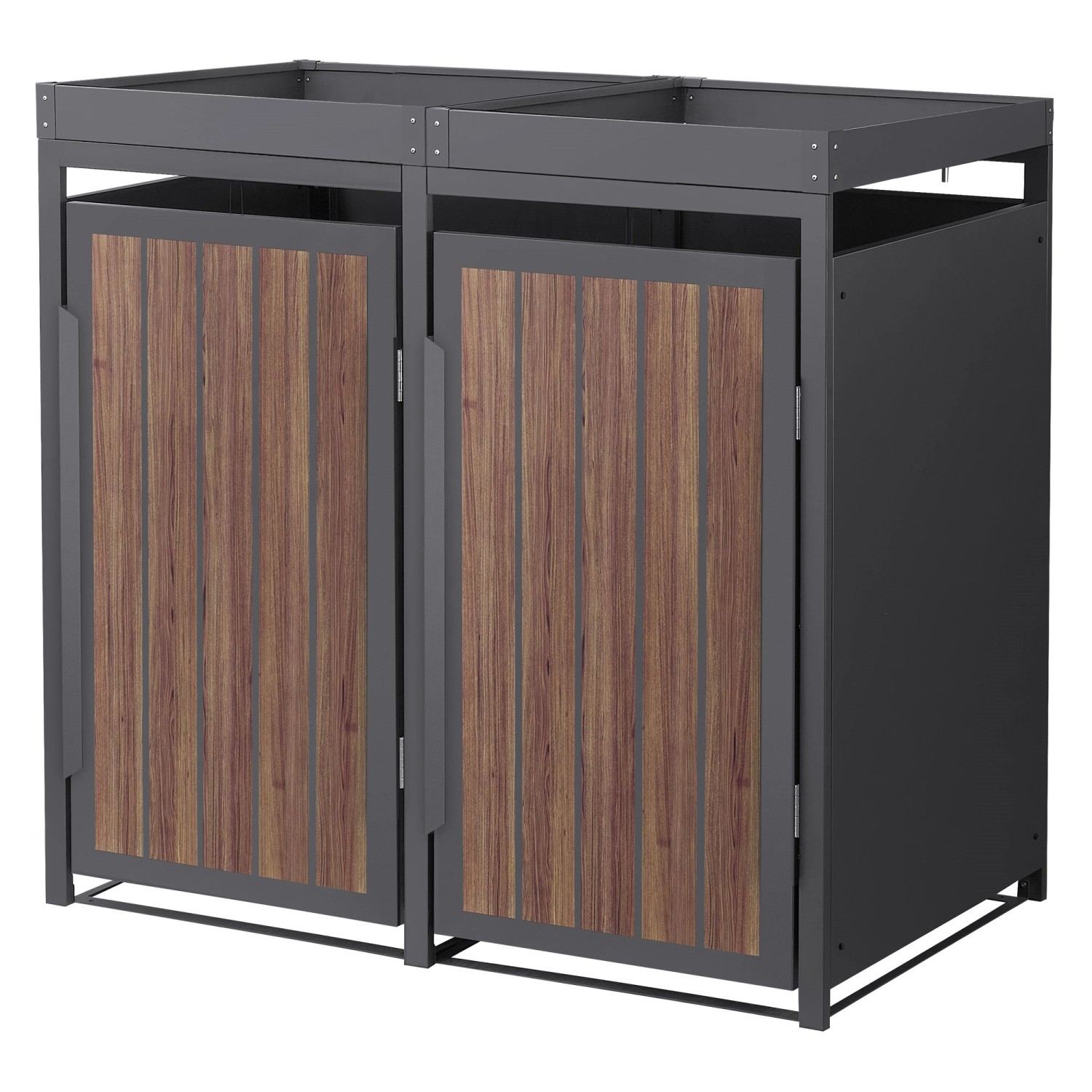 ML-Design Mülltonnenbox 2Er mit Pflanzdach Anthrazit-Holzoptik 240L günstig online kaufen
