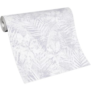 Erismann Vliestapete Guido Maria Kretschmer Botanik hellgrau, Rolle mit floralem Muster.