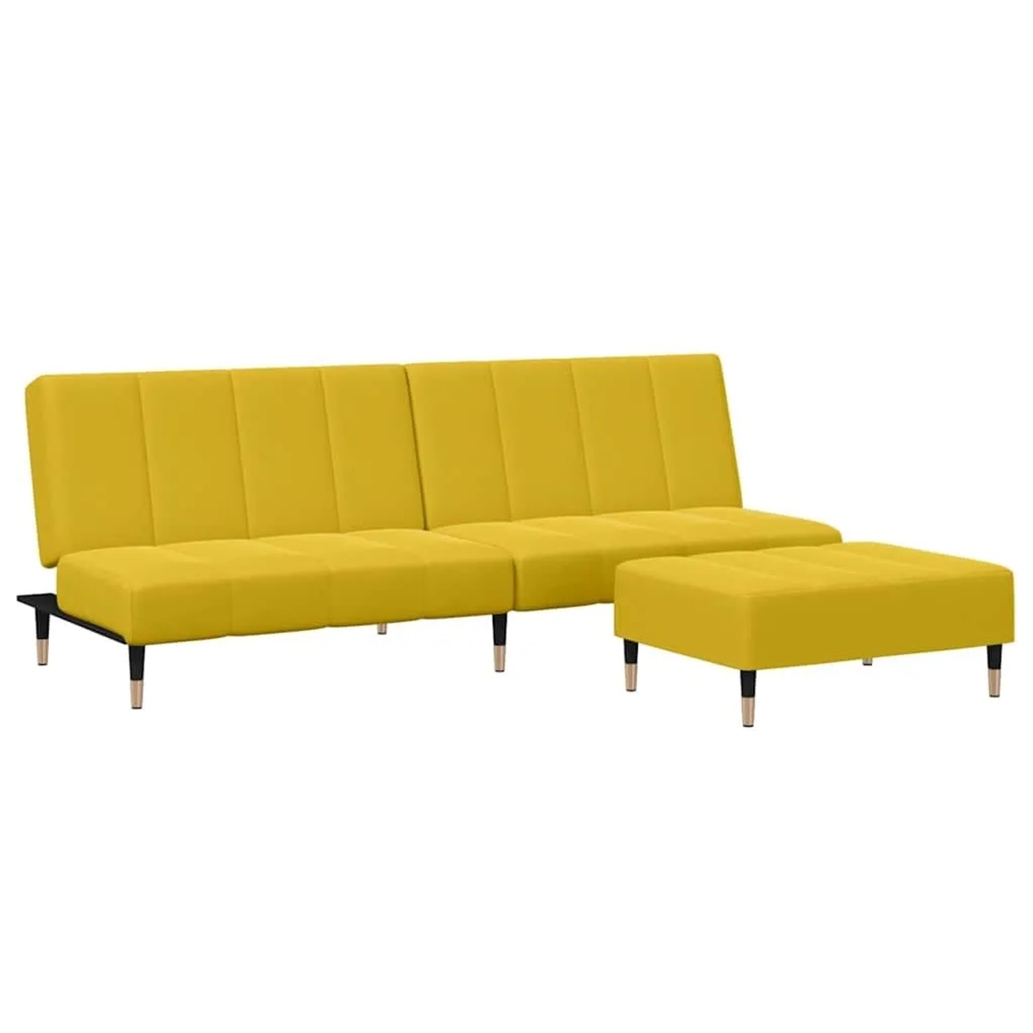vidaXL Schlafsofa 2-Sitzer mit Fußhocker Gelb Samt 3258149 günstig online kaufen