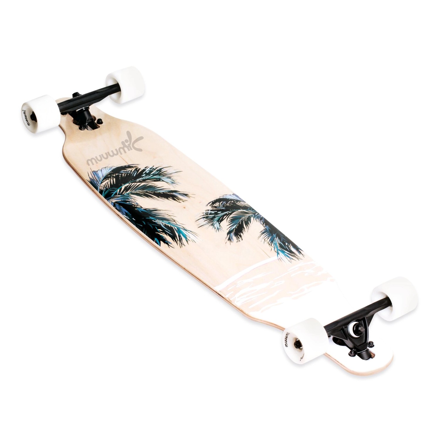 Muuwmi Longboard Beach Deck 97x23 cm Ahornholz 7 Zoll Heavy Duty Aluminium Trucks PU-Rollen 65 x 51 mm ABEC 7