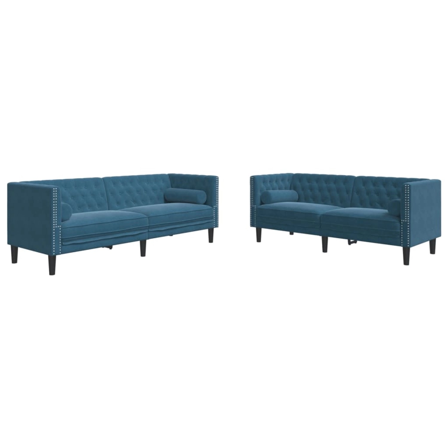 vidaXL 2-Tlg Chesterfield-Sofa-Set mit Nackenrollen Blau Samt 3209299 günstig online kaufen