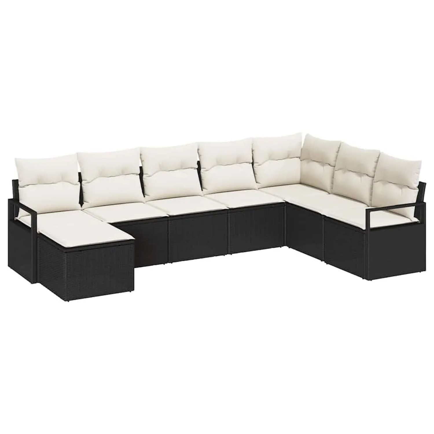 vidaXL Sofa Set mit Kissen 8-Tlg Schwarz und Creme Poly-Rattan 3355166 günstig online kaufen