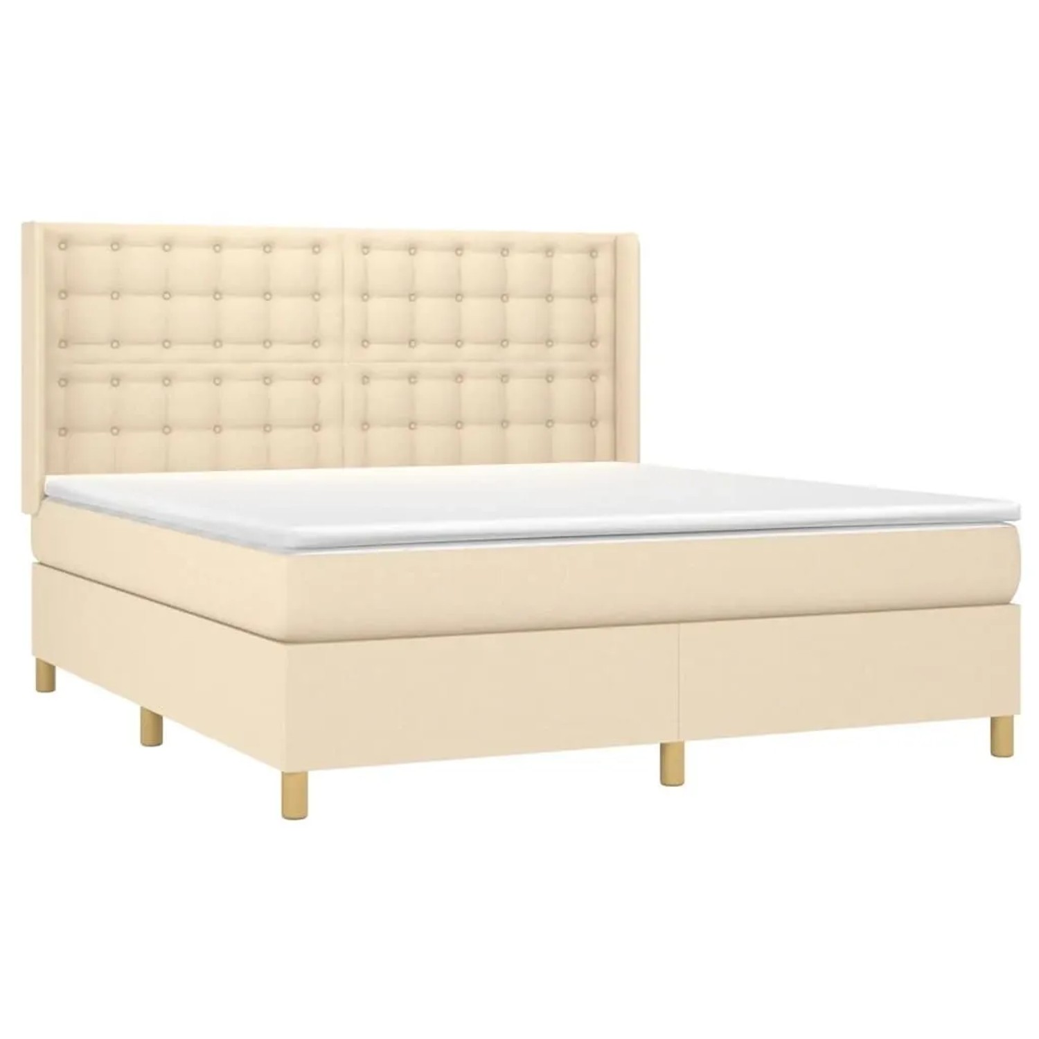 vidaXL Boxspringbett mit Matratze & LED Creme 160x200 cm Stoff 3139210 günstig online kaufen