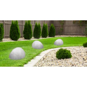 3er Set Globo LED-Solarleuchten in Steinoptik, grau, aus Kunststoff für den Garten.