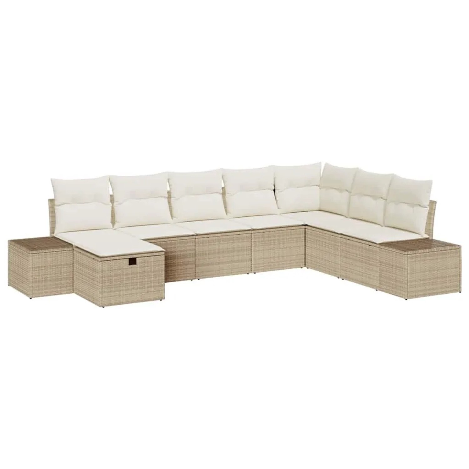 vidaXL Garten-Sofa-Set mit Kissen 8-Tlg Beige Poly Rattan 3360762