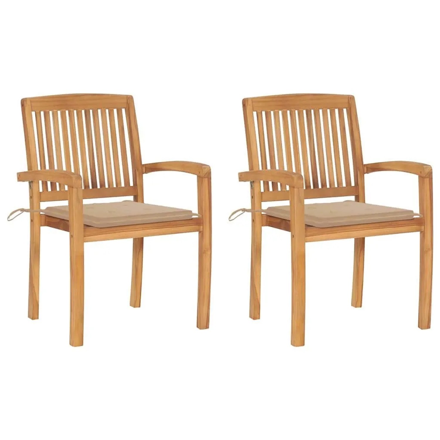 vidaXL Gartenstühle 2 Stk mit Beige Kissen Massivholz Teak 3063255 günstig online kaufen