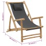 Dunkelgrauer vidaXL Liegestuhl aus Bambus und Canvas für Garten oder Terrasse.